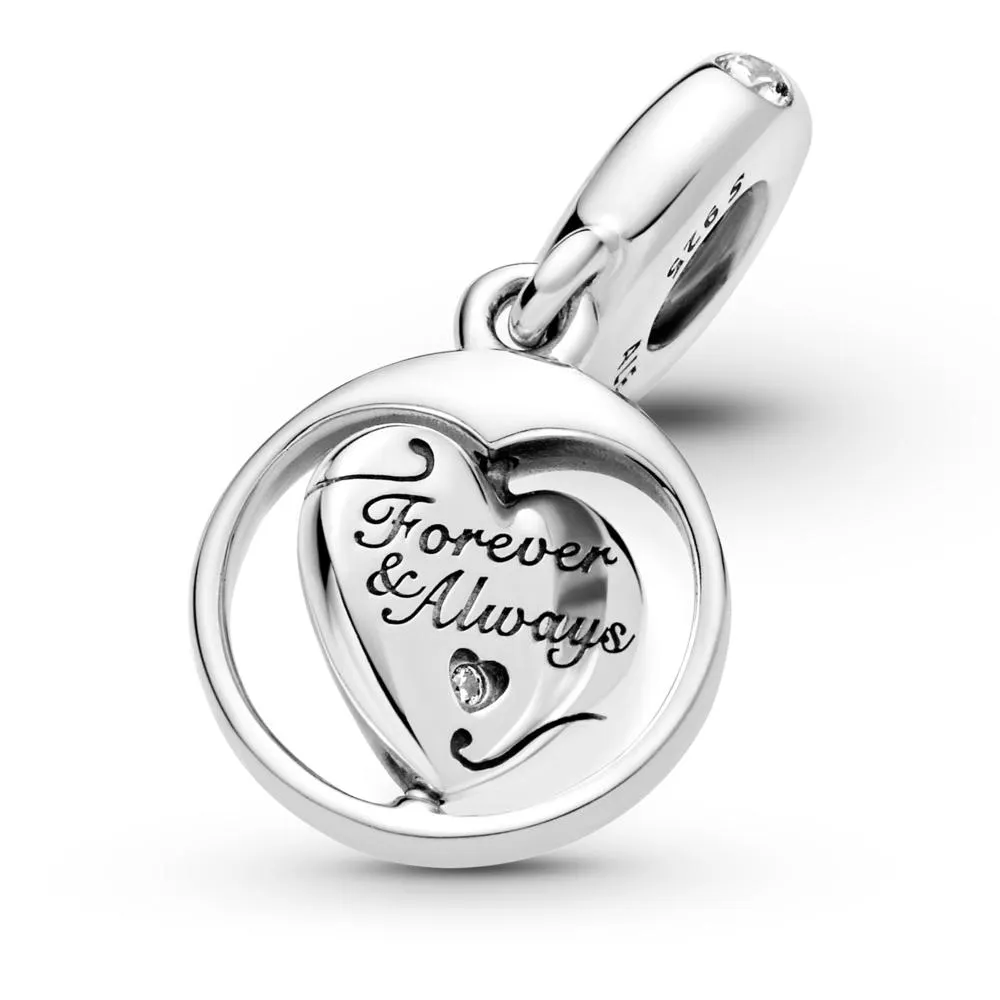 Talisman de tip pandantiv rotitor cu inscripțiile „Forever & Always” și „Soulmate”, Pandora