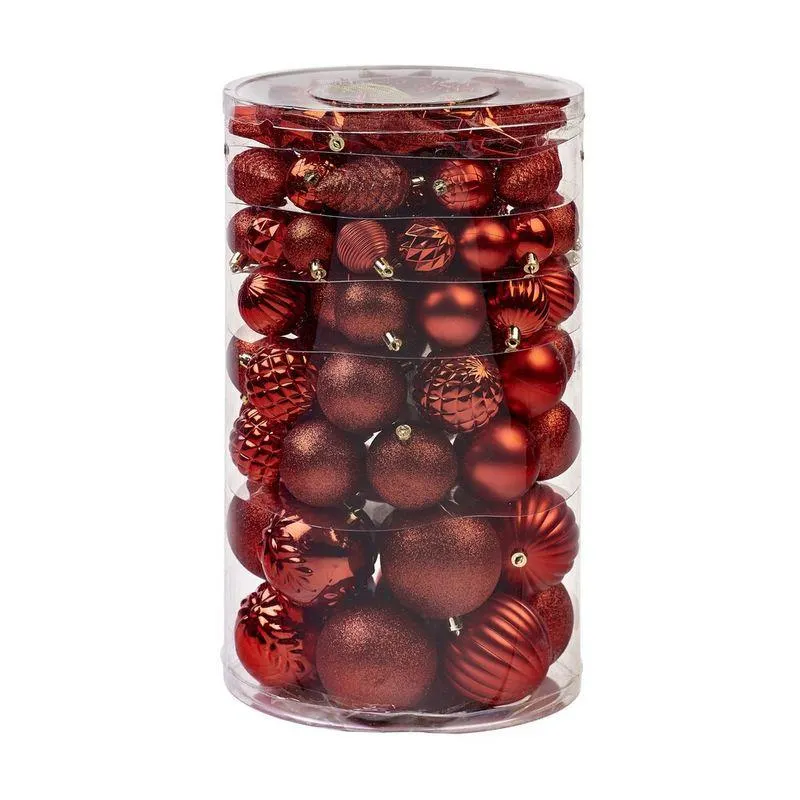 Set decoratiuni din plastic de Craciun Actuel, 82 de bucati Set decoratiuni din plastic de Craciun Actuel, 82 de bucati