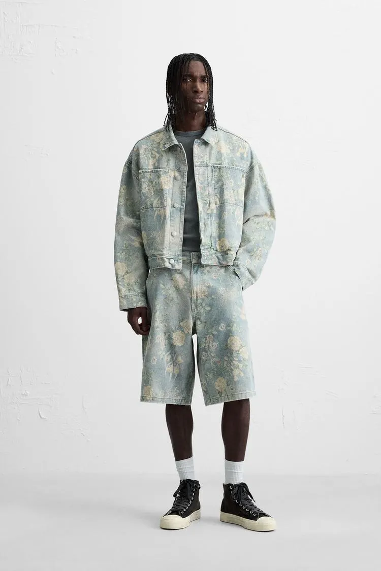 BERMUDE CU BUZUNAR DE CARPENTER, CU IMPRIMEU FLORAL