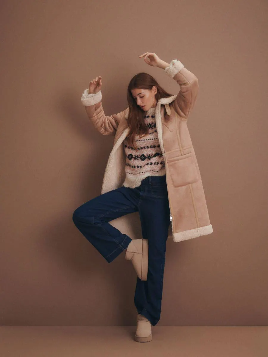 Jachetă din imitație de blană de oaie