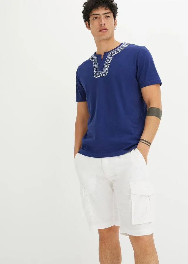 Tricou henley din bumbac bio