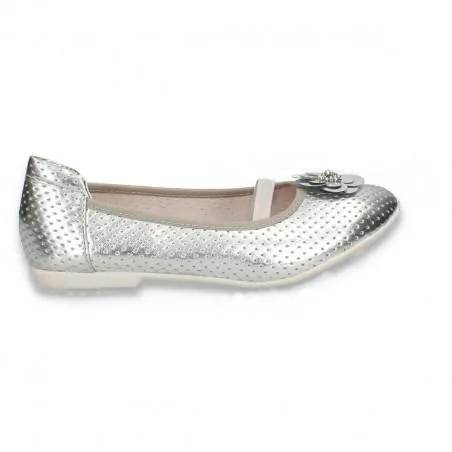 Balerini pentru fetite, cu bareta elastica, argintii - W630