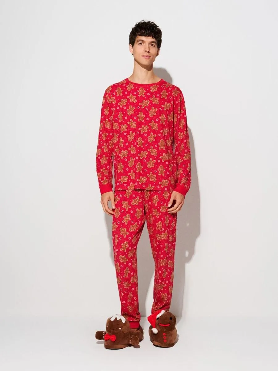 Pijamă din bumbac cu motiv turtă dulce