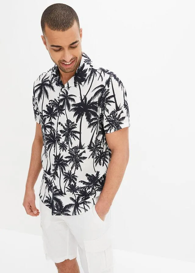 Cămaşă cu revere și mâneci scurte, slim fit