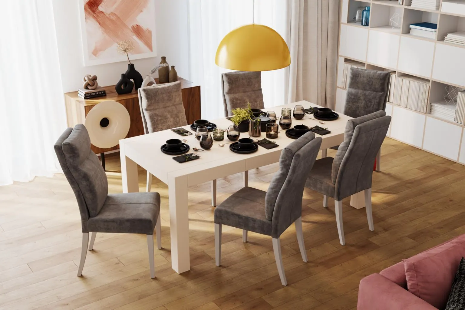 Masă Legano și 6 scaune Alaska Clasic