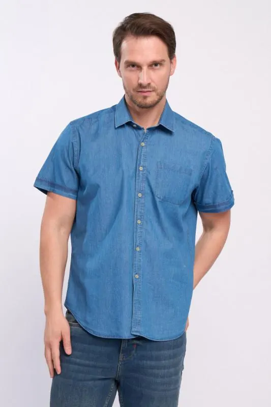 Lee Cooper - Camasa barbat regular din denim cu maneca scurta