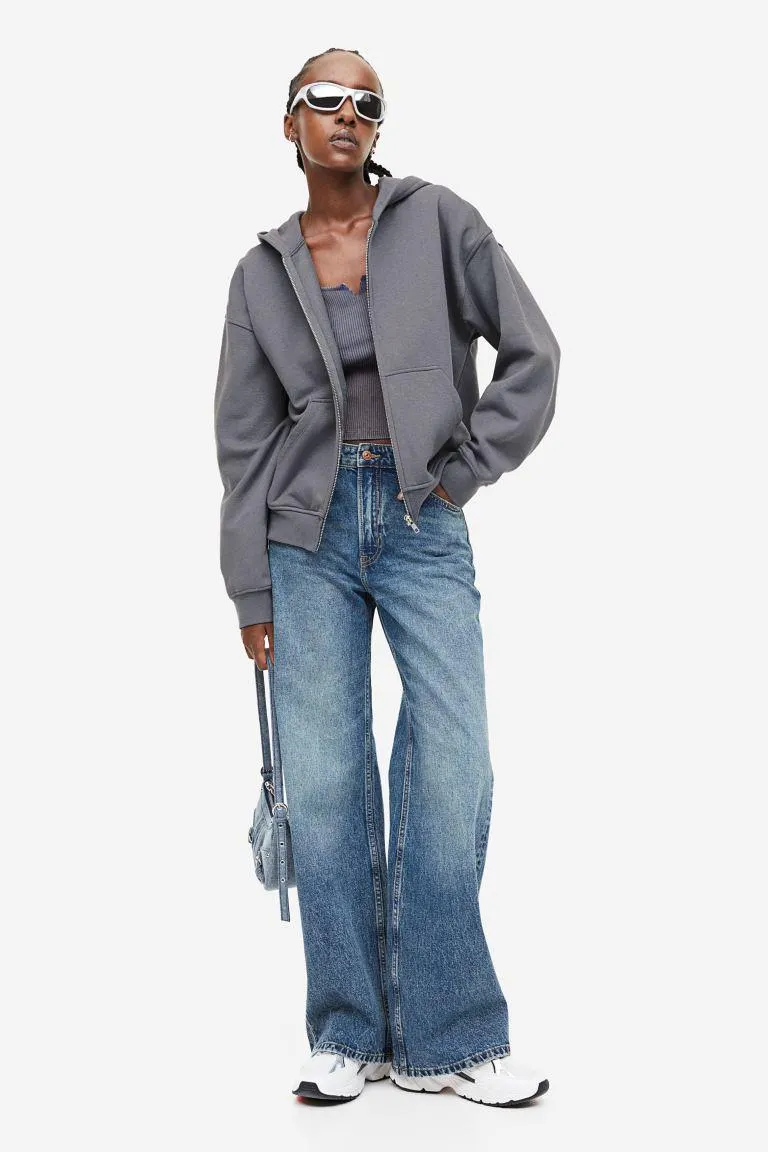 Hanorac supradimensionat cu fermoar