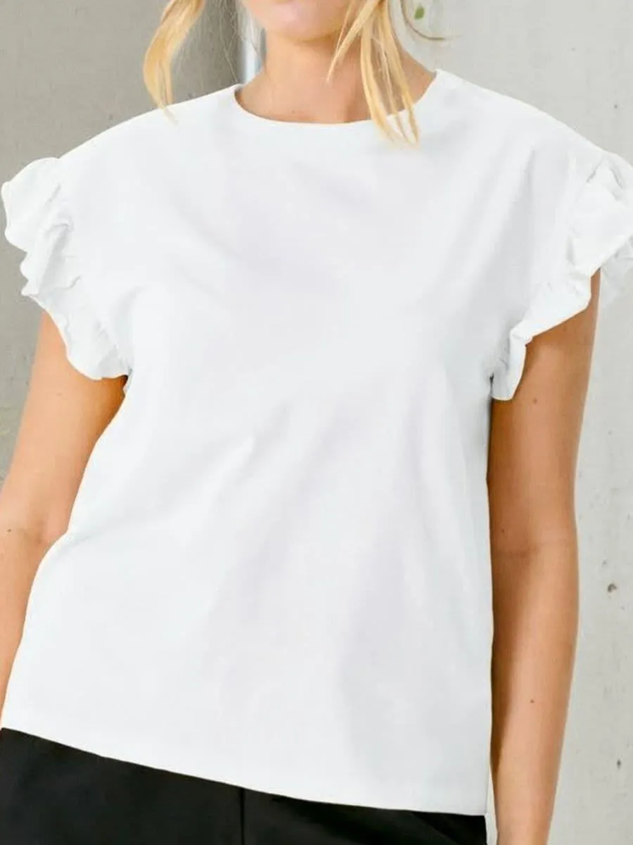 Bluză din bumbac cu volane