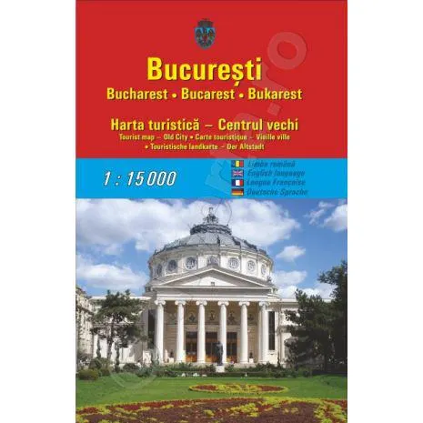 BUCURESTI, harta turistica pliata, 70x100cm + Centrul Istoric, editie 2019