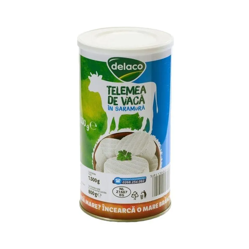 Telemea de vaca maturata Delaco, in saramura, 800 g