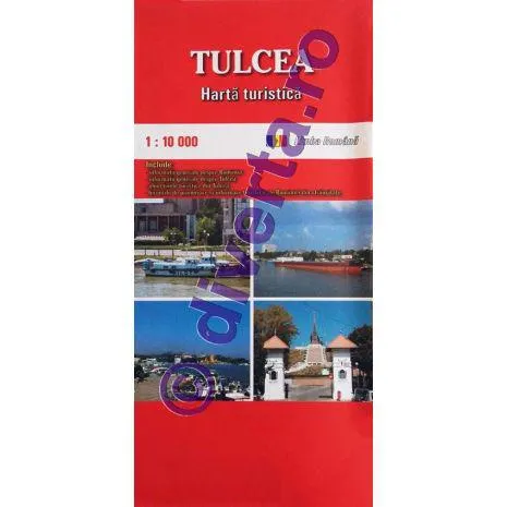 TULCEA, harta pliata turistica, rutiera, 50x70cm, scara 1:10.000