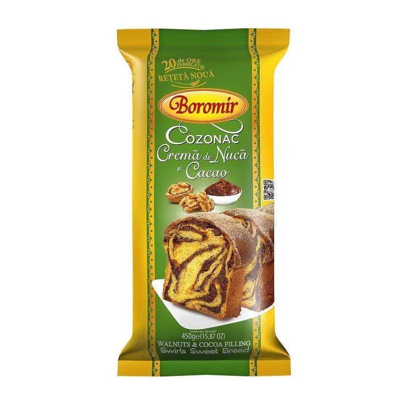 Cozonac cu crema de nuca si cacao Boromir, 450g