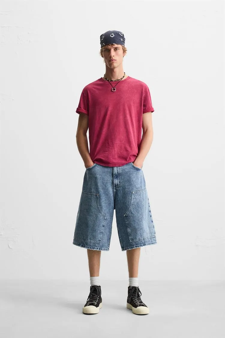 BERMUDE DENIM CROIALĂ SUPRADIMENSIONATĂ