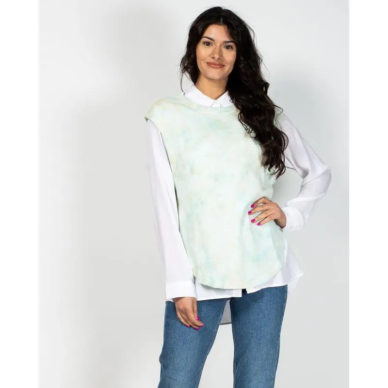 Bluza din bumbac fara maneci cu imprimeu batik N904717006