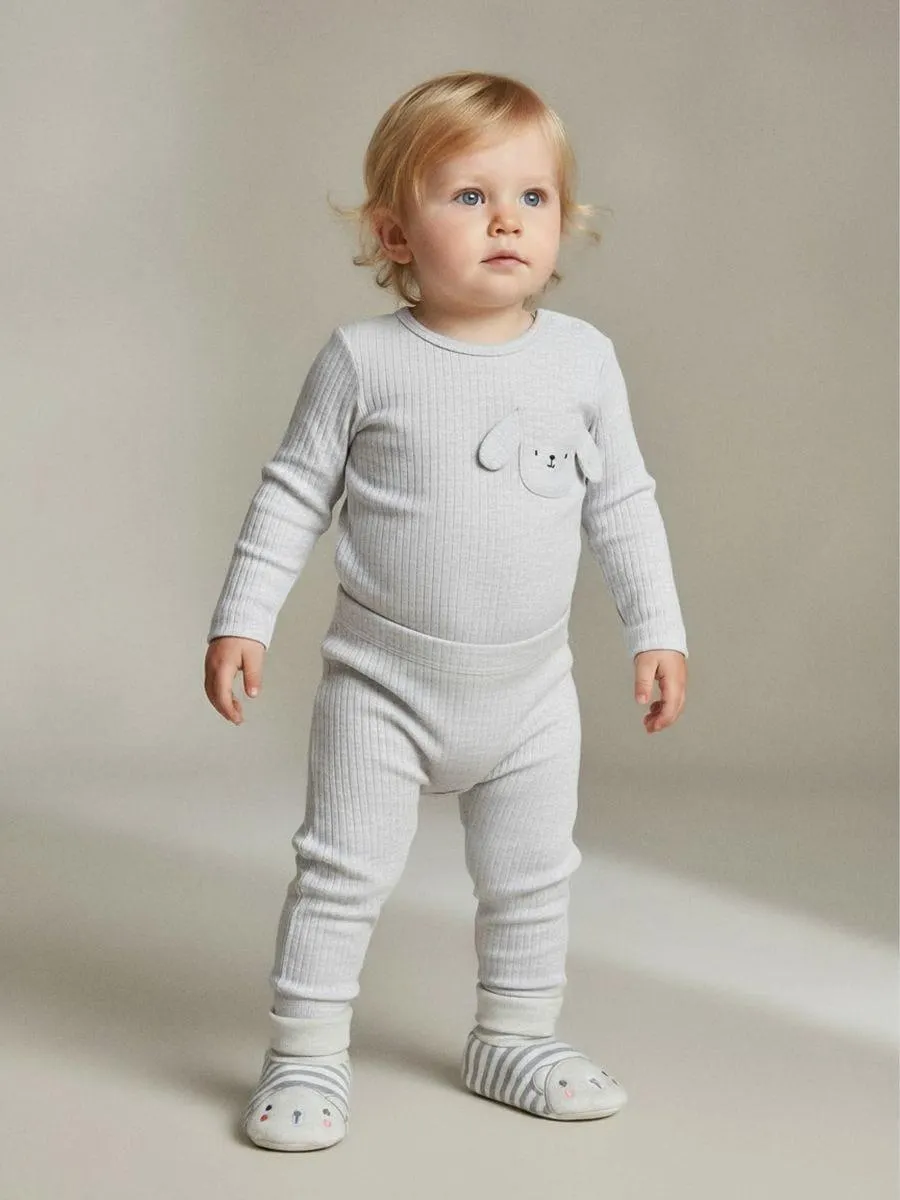 Set din bumbac pentru bebeluși cu buzunar decorativ