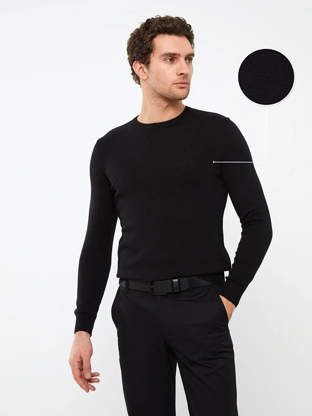 Pulover Tricotat Cu Mânecă Lungă, Cu Decolteu Rotund,Pentru Bărbați