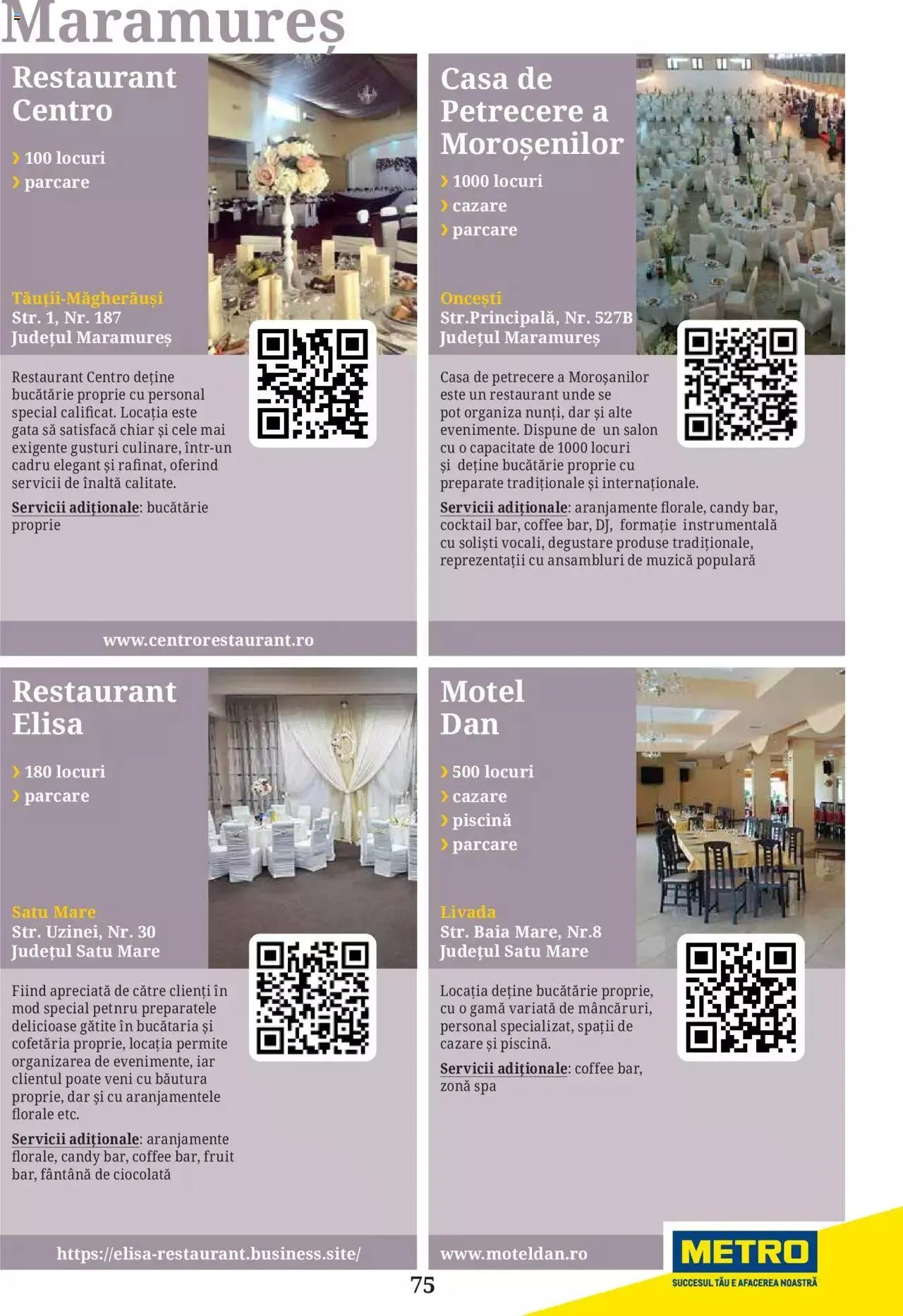 Catalog Metro - Ghid locații pentru evenimente 2022 de la 5 aprilie până la 31 decembrie 2023 - Revista Pagina 75