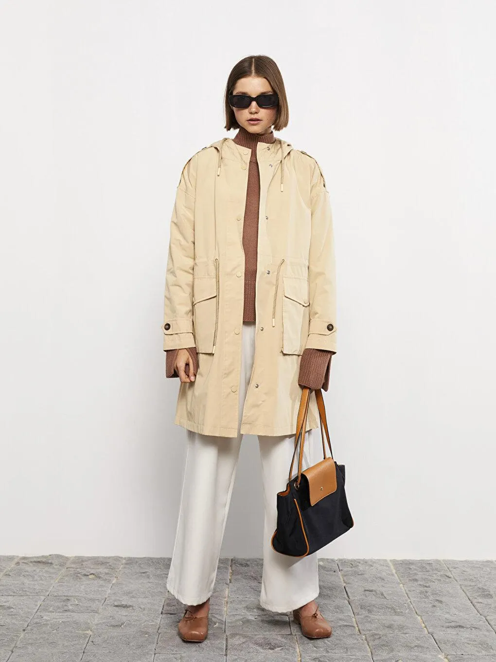 Palton Cu Mânecă Lungă Şi Cu Gluga Pentru Femei