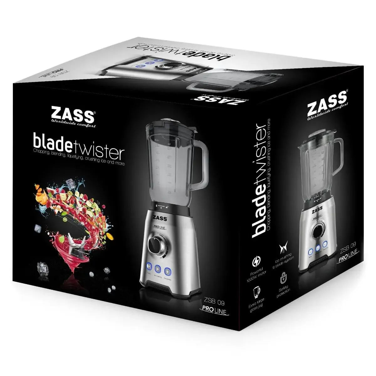 Blender Zass ZSB 09, 3 viteze, 1.5 litri, Pulse, 1000 W, Argintiu