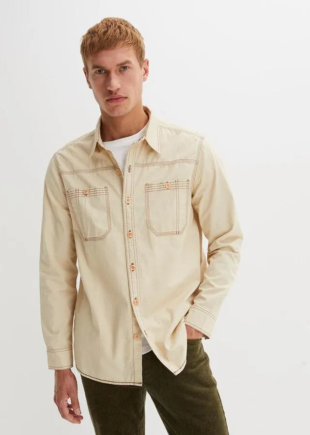 Cămaşă twill cu mâneci lungi, loose fit