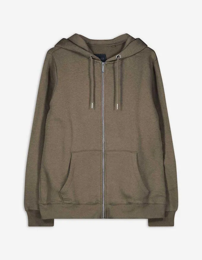 Propínací mikina - Kapuce se šňůrkou na stažení - svetle hneda