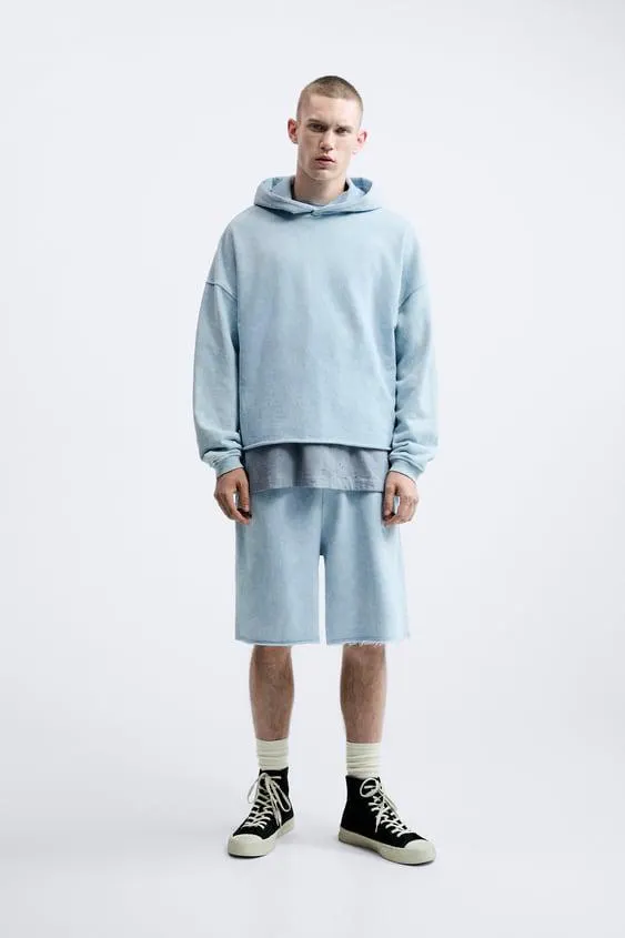 BERMUDE JOGGER CU EFECT PRESPĂLAT