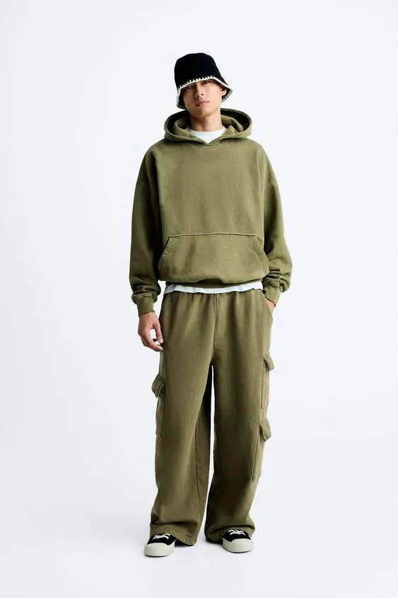 ACID WASH CARGO JOGGER TROUSERS