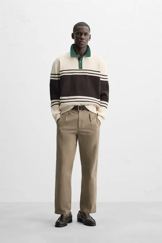 TRICOU POLO DIN TRICOT CU TEXTURĂ