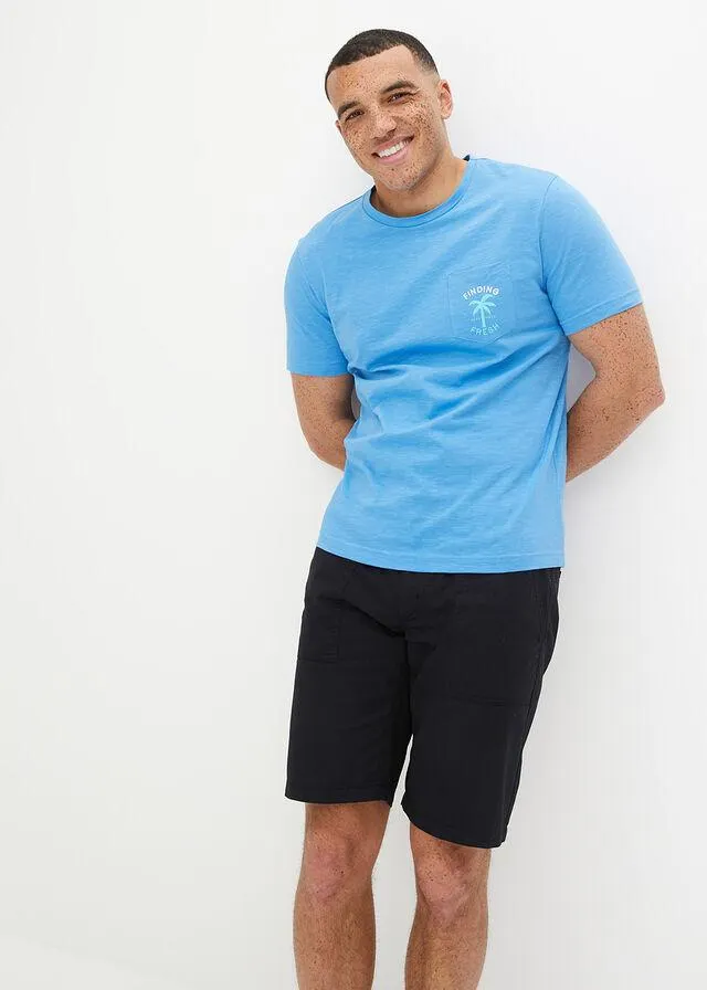 Tricou cu buzunar la piept, fire slub-yarn de bumbac bio