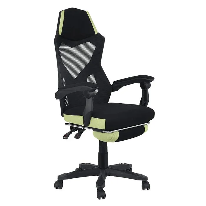 Scaun gaming Jorik, rotativ, material textil, negru + verde