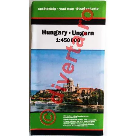 UNGARIA, harta pliata rutiera, administrativa, turistica, 86x120cm, scara 1:450.000