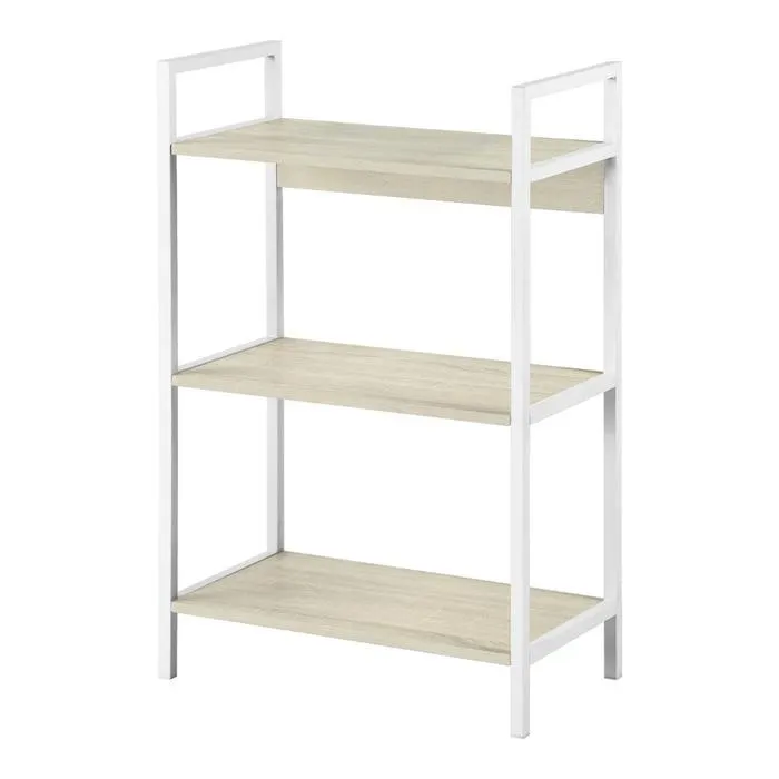 Etajera Branson, MDF + otel, alb + eucalipt, 60 x 32 x 94.5 cm, 1C
