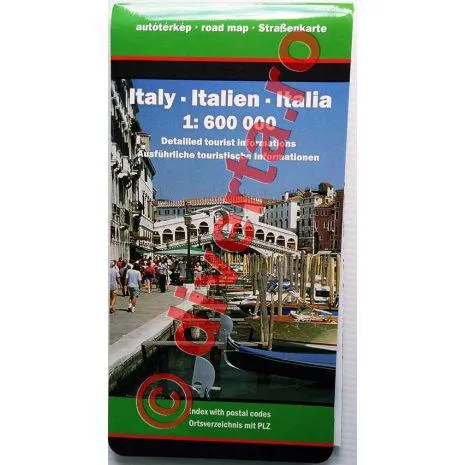 ITALIA, harta pliata rutiera, administrativa, turistica, 98x125cm, scara 1:600.000