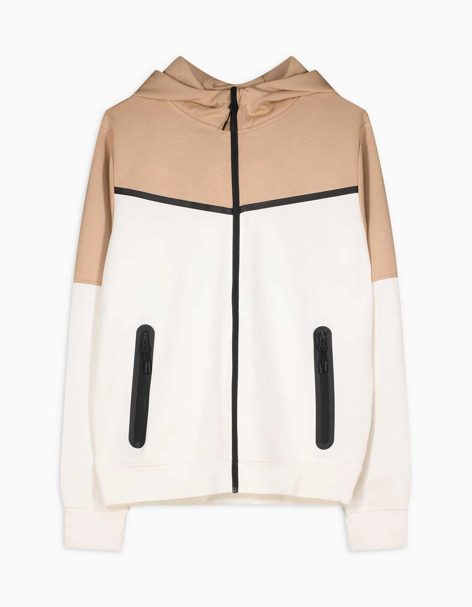 Propínací mikina - Kapuce - béžová