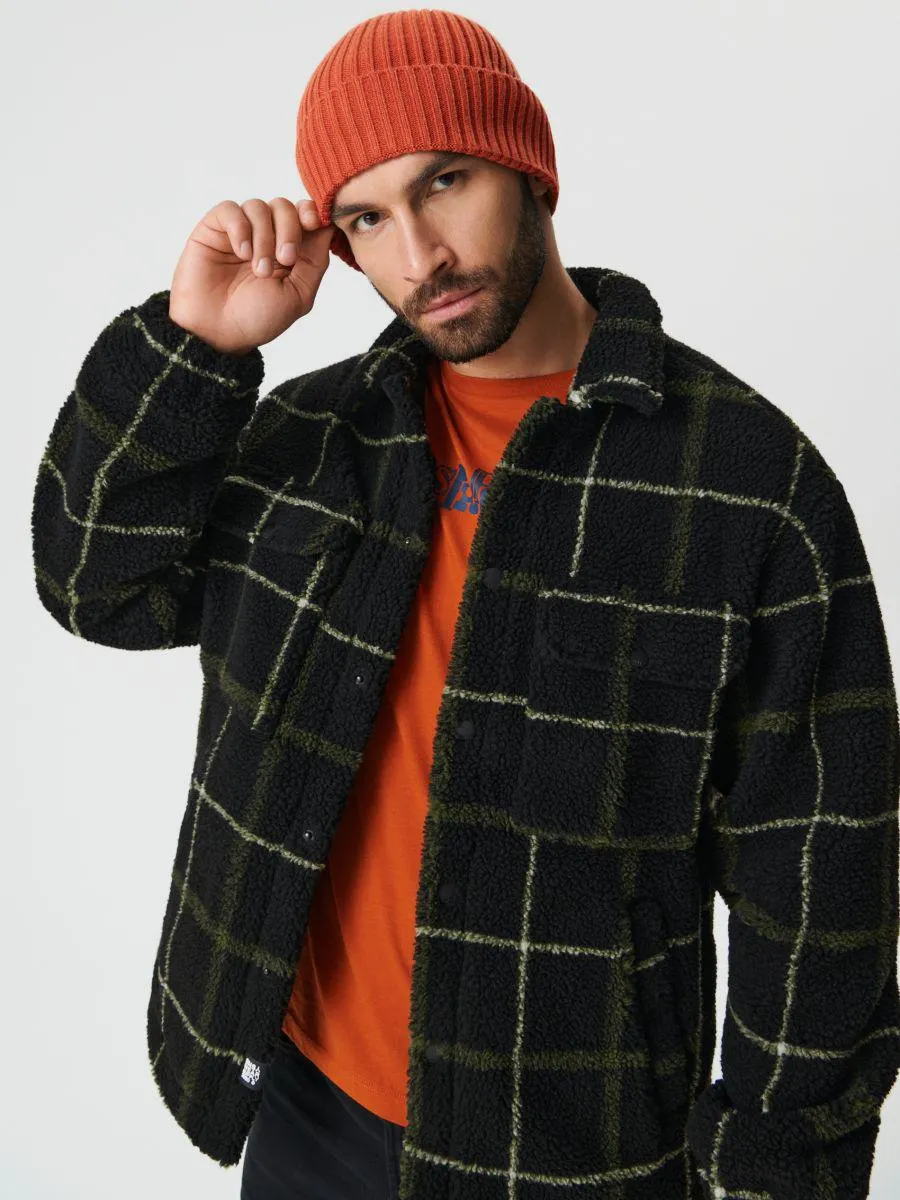 Jachetă din imitație de blană de miel