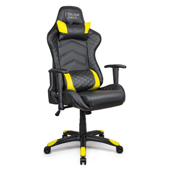 Scaun gaming Doctor Shield SV Racer, rotativ, imitatie piele, negru + galben, 1C