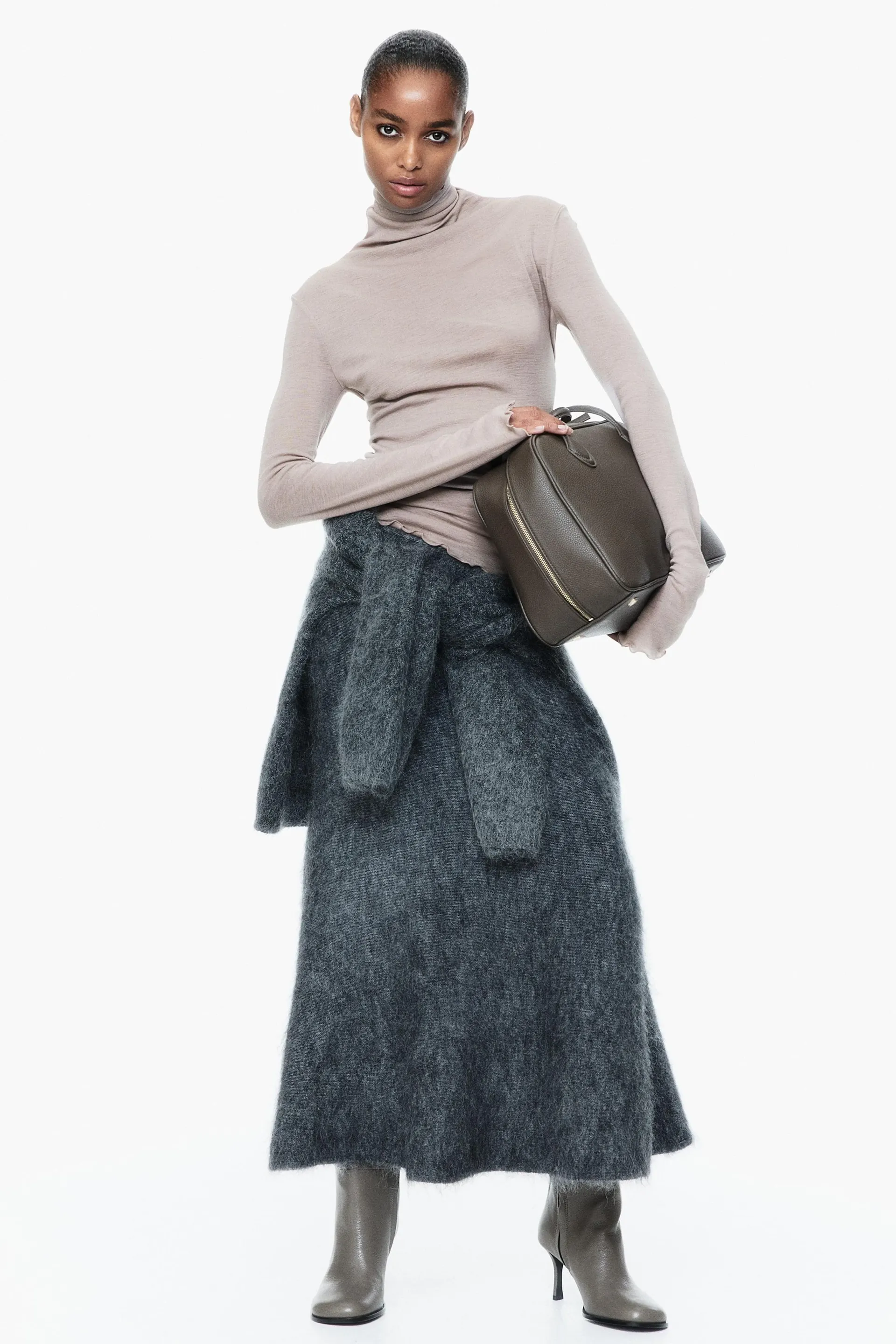 Bluză din lână cu guler înalt