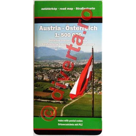 AUSTRIA, harta pliata rutiera, administrativa, turistica, 89x120cm, scara 1:500.000