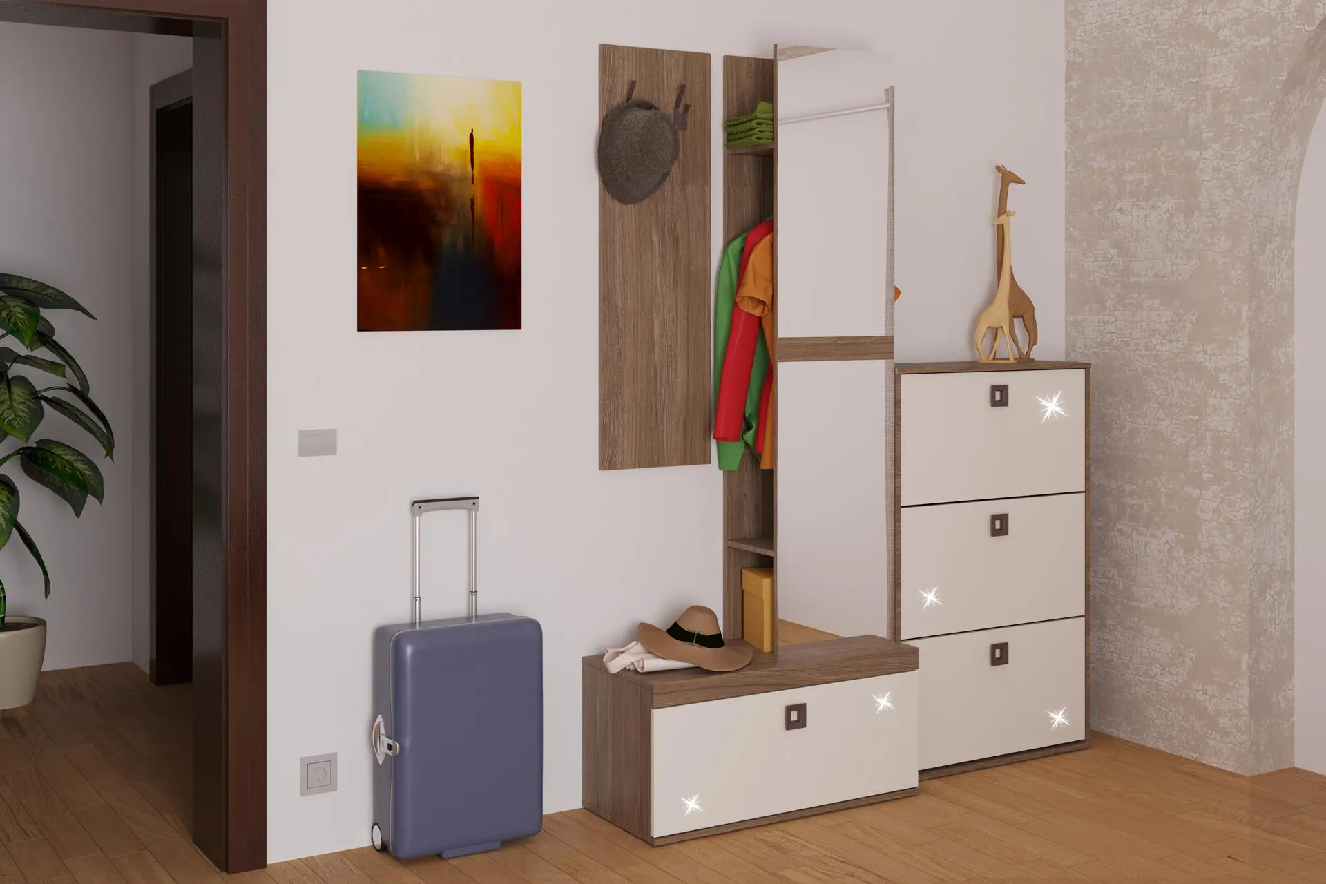 Pachet hol Domino L160 cu garderobă simplă