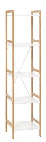 Etajeră BROBY 5 raft. îngustă bambus/alb