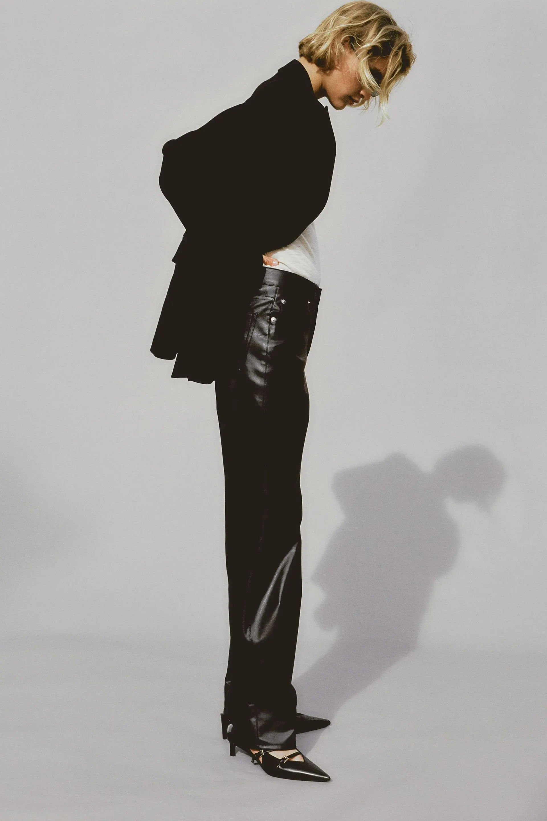 Pantalon droit en tissu enduit