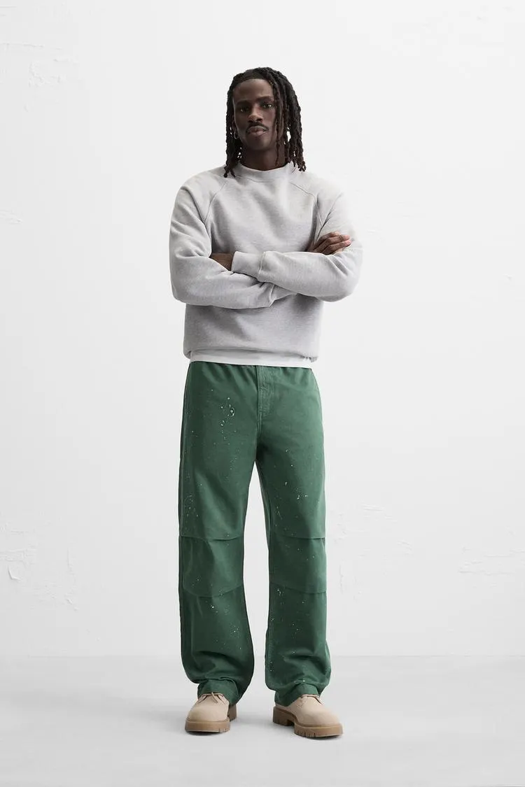 PANTALONI PARACHUTE CU STROPI DE VOPSEA