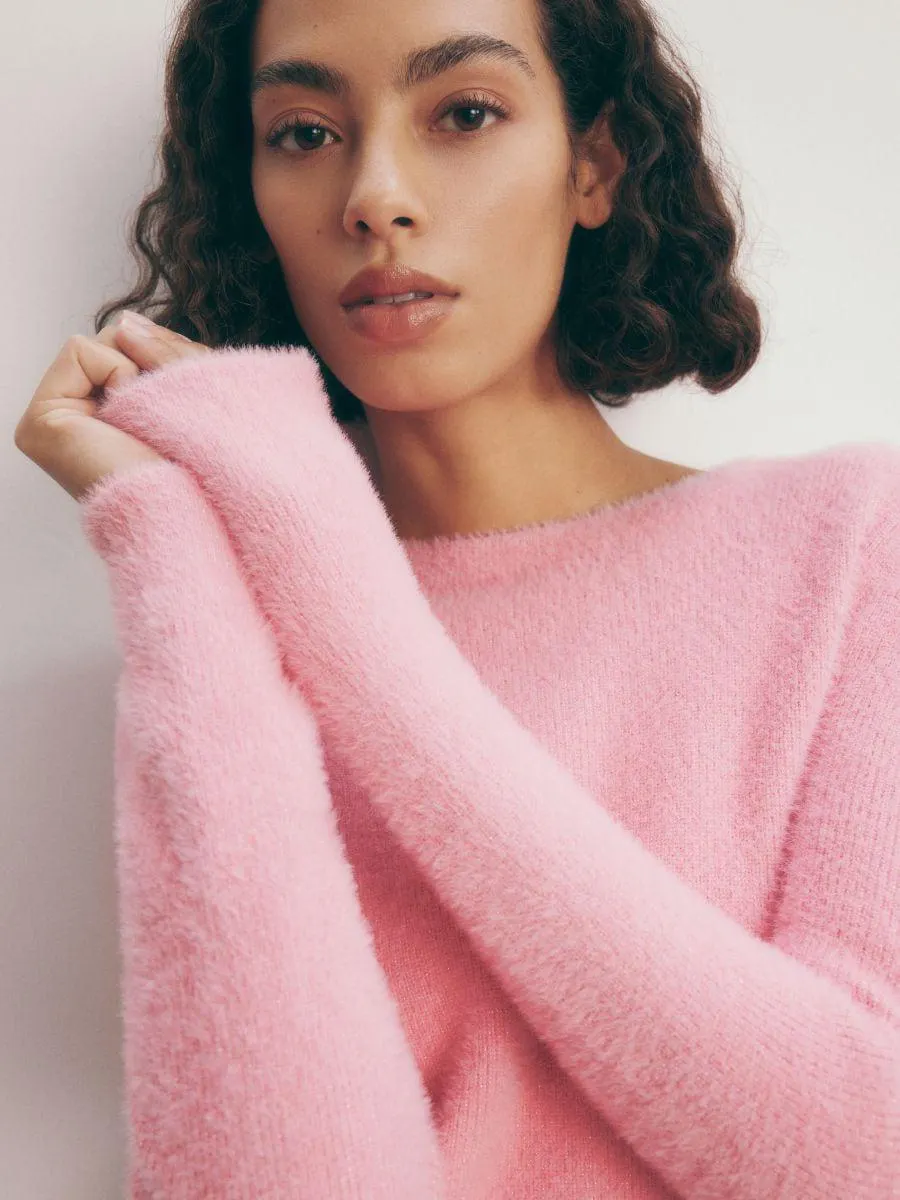 Pulover cu amestec de fibre metalizate