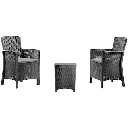 Set mobilier gradina Lido, 2 fotolii + masa, grafit