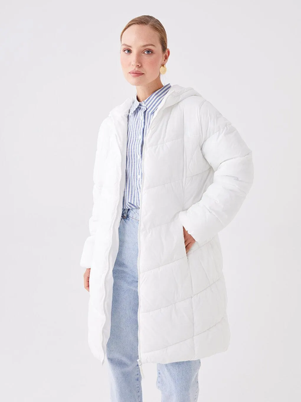 Palton Gonflabil,Cu Mânecă Lungă Şi Cu Glugă Pentru Femei