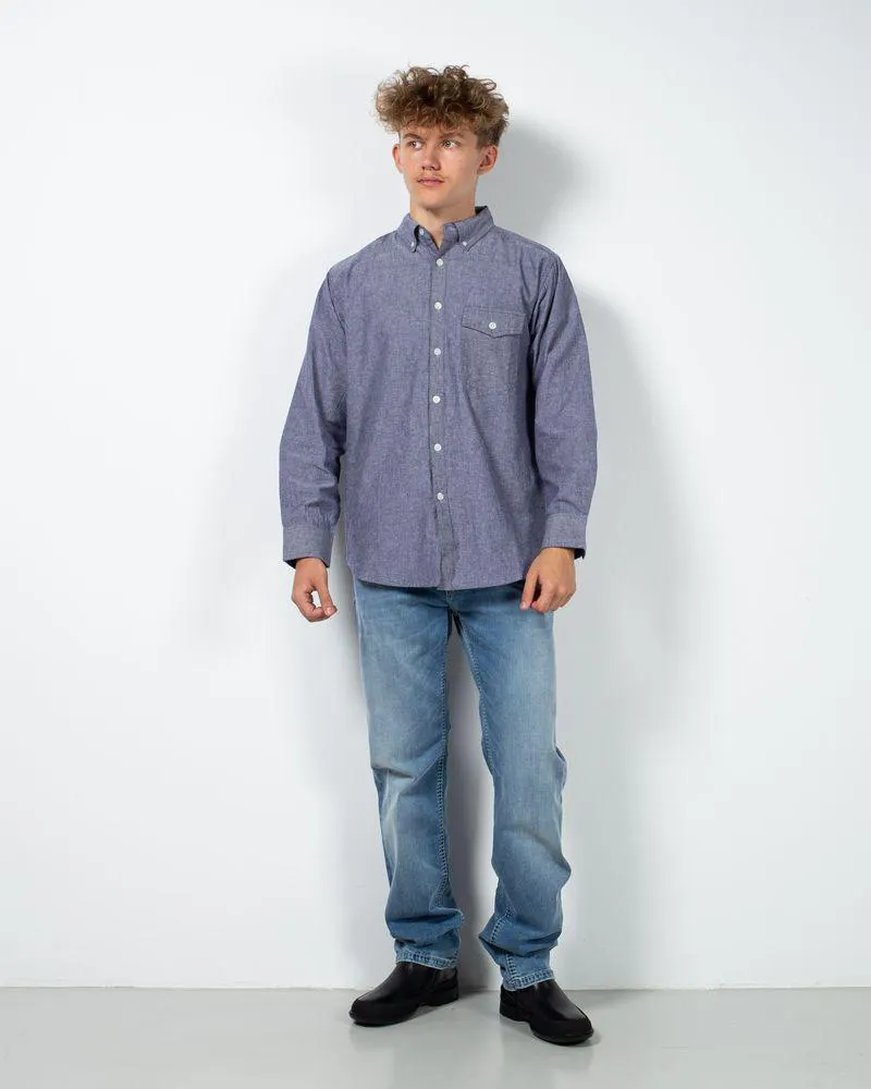 Camasa din bumbac cu buzunar la piept si guler fixat cu nasturi N230939001