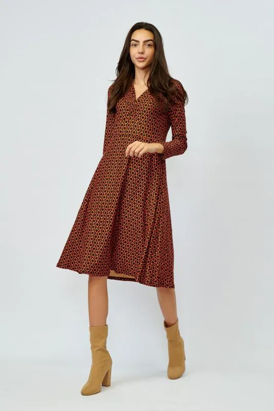 Rochie de zi in clos din tricot verde cu snur reglabil