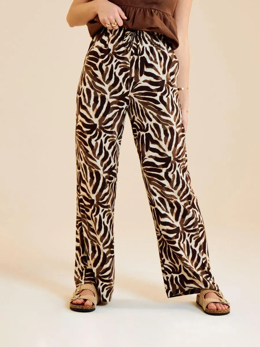 Pantaloni wide leg cu model