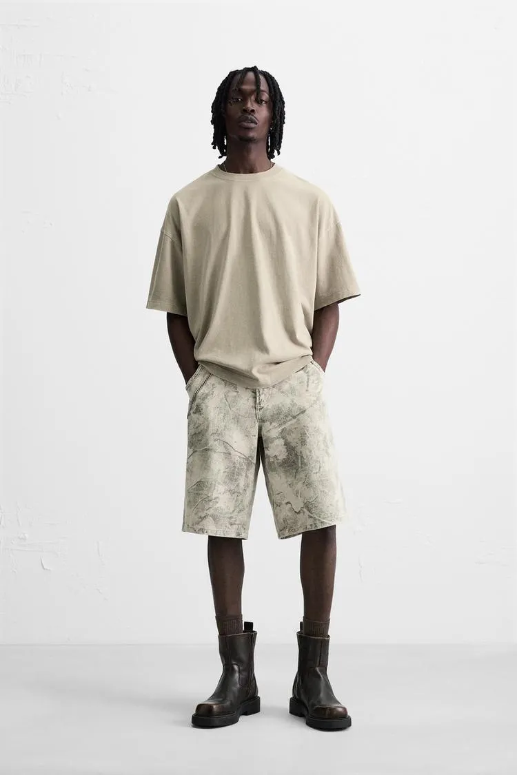 BERMUDE RELAXED FIT CU IMPRIMEU ABSTRACT