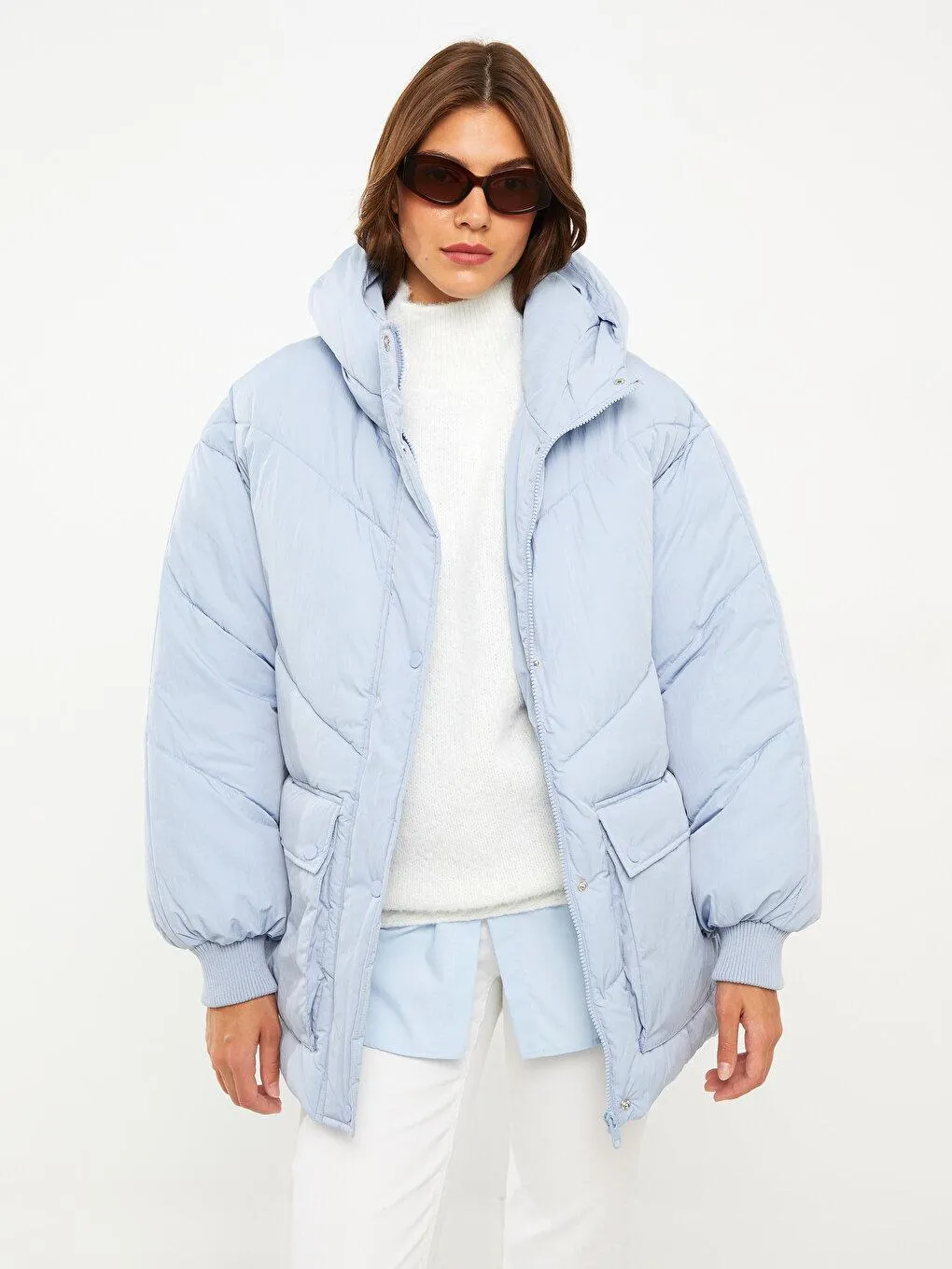 Palton Gonflabil,Cu Mânecă Lungă Şi Cu Glugă Pentru Femei